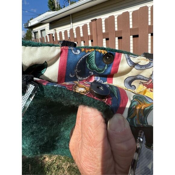 Green wool purse lucite handle Jack Mary - Picture 6 of 14